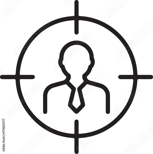 Targeted individual in crosshairs representing focus and selection