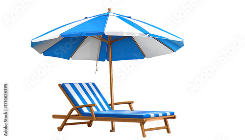 Beach chair and umbrella.  Summer scene