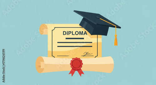 Graduation diploma certificate education academic achievement degree success knowledge learning award