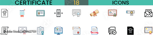 Collection of certificate icons representing achievement awards diplomas and recognition symbols vector