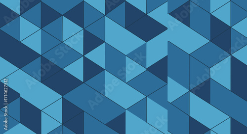Geometric blue pattern with triangles for 3D presentation background  