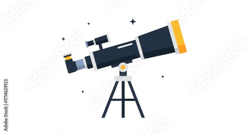 Telescope for astronomy star gazing vector illustration for science and education projects and designs