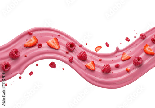 Isolated berry smoothie swirl with strawberries and raspberries, organic food, healthy