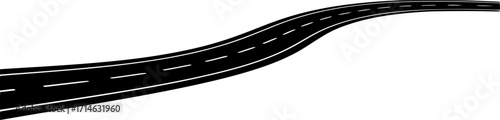 Curve asphalt road path. Highway winding route track. Vector isolated on white.
