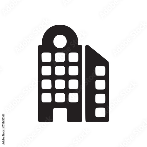 Illustration of a complex of office buildings the icon features a simple, geometric design, symbolizing corporate business and modern architecture, perfect for minimalist designs