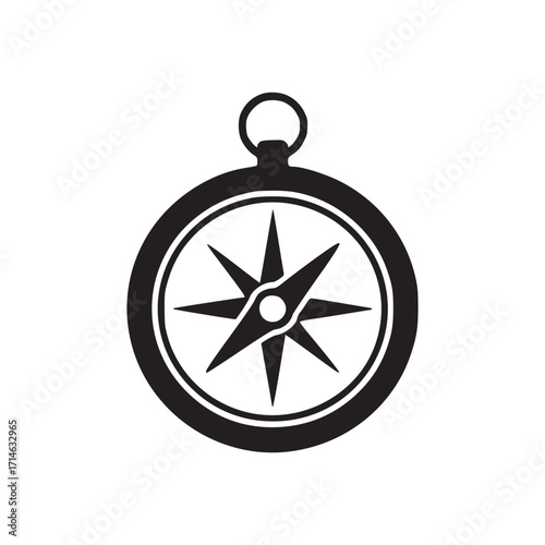 Illustration of a compass, a navigational instrument that determines direction relative to earths magnetic poles, used for navigation and orientation in various fields