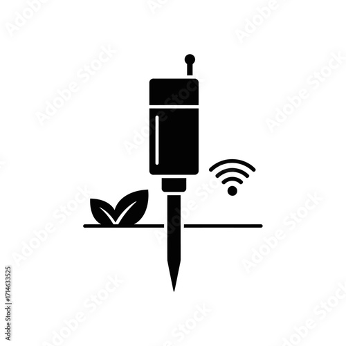 Smart soil sensor with wireless connectivity for real-time monitoring of soil conditions in precision agriculture applications.
