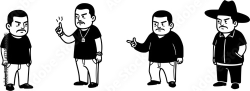 Four drawings of mexican gangster members
