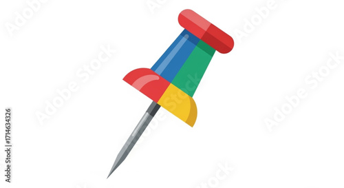 Colorful push pin vector graphic for notice board, bulletin board and reminder with sharp needle point 100