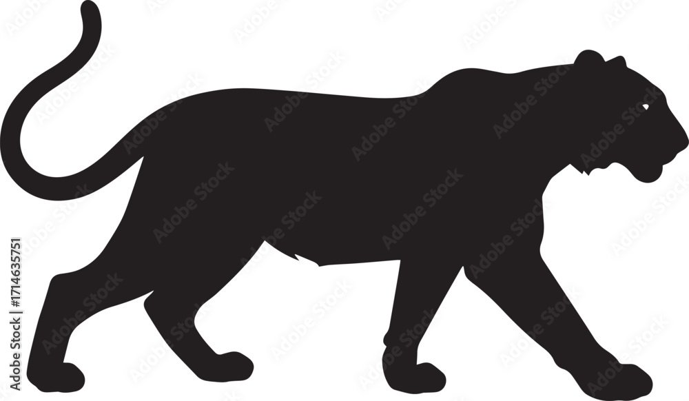 Obraz premium Jungle Tiger Silhouette Vector Illustration
