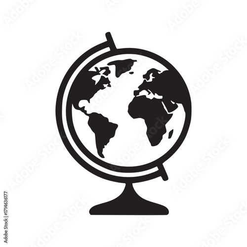 Vector art of globe a simple vector illustration of a globe on a stand perfect for geography, travel, education, or global business concepts and designs minimalist and modern design