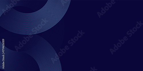 Abstract blue glowing geometric lines on dark blue background. Modern shiny blue circle lines pattern. Futuristic technology concept.eps 10
