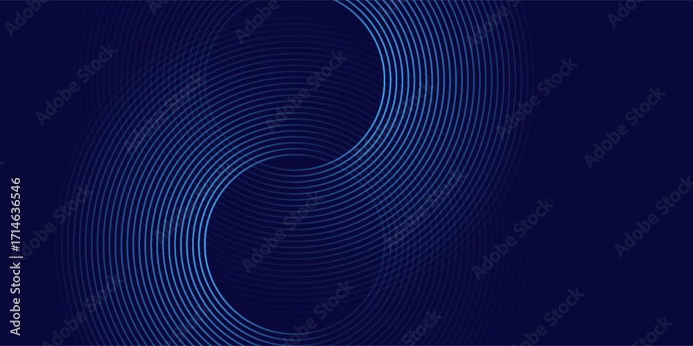 © Atti - Abstract blue glowing geometric lines on dark blue background. Modern shiny blue circle lines pattern. Futuristic technology concept.eps 10