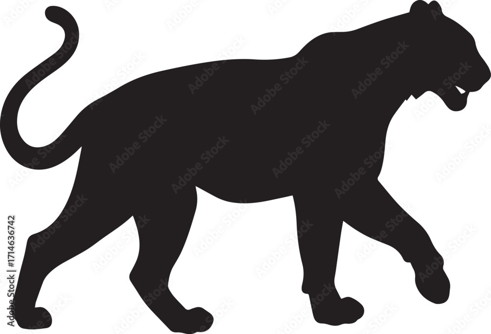 Obraz premium Jungle Tiger Silhouette Vector Illustration