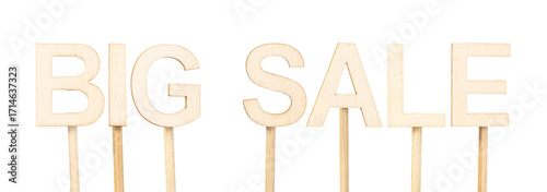 Wooden topper with the phrase Big Sale, perfect for sales promotions and mass advertising campaigns