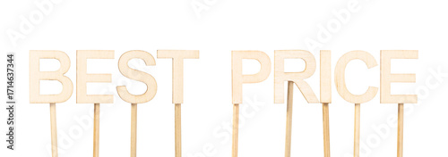 Wooden topper with the text Best Price used in advertising campaigns and store displays