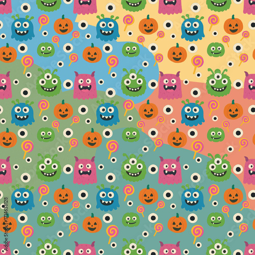 Halloween Seamless Pattern. Hocus Pocus. Spooky Quotes. Scary Background