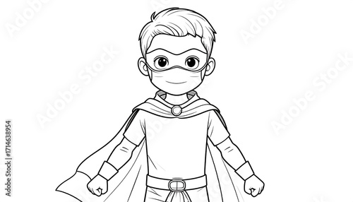 Wallpaper Mural A young child dressed in a superhero costume, wearing a mask, stands ready for action. Torontodigital.ca