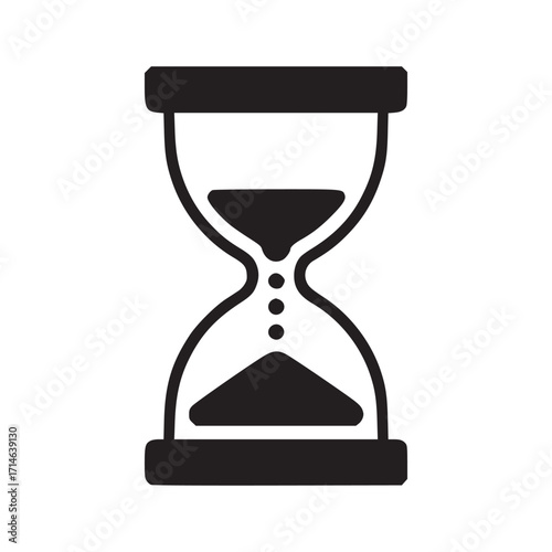 Illustration of an hourglass, a symbol of time, deadlines, and the fleeting nature of existence, rendered in a minimalist style, perfect for conveying concepts of urgency and temporality