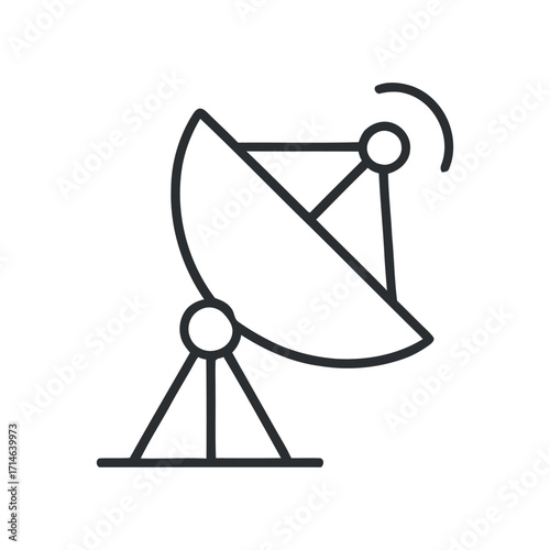 Satellite Dish Icon Vector Illustration: Communication Technology Symbol for Broadcasting and Telecommunications