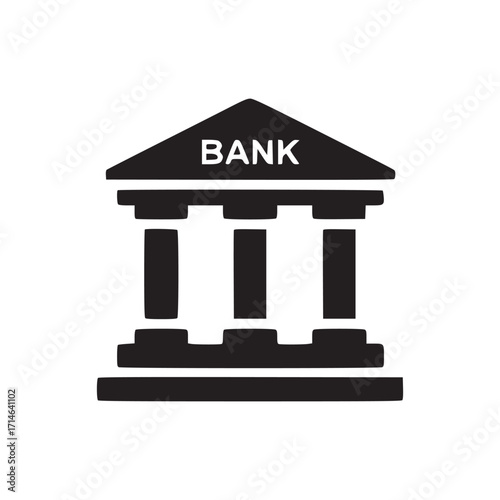Vector art of bank icon symbol of finance, money, investment, and banking services vector illustration of a classic bank building with columns and a triangular pediment in a minimalist style