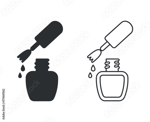 Nail Polish Bottle and Brush Icon Vector Illustration Symbol of Beauty and Manicure Products
