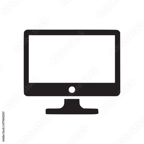 Illustration of a computer monitor, representing technology, display, screen, and desktop in a simple and minimalist vector design style