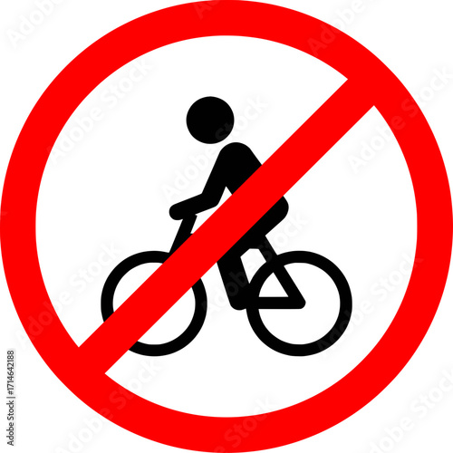 No Bicycles Allowed A Clear Road Sign Indicating Prohibited Cycling in the Area, Red circle, diagonal line bicycle prohibition sign