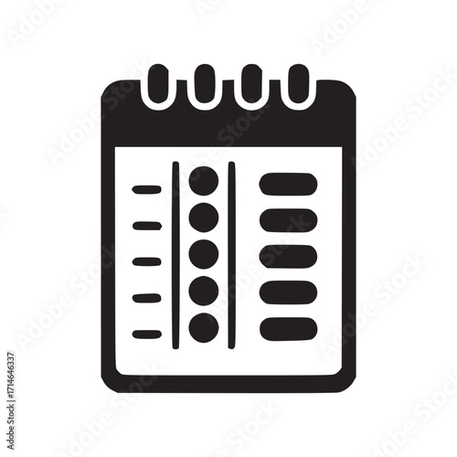 Vector art of a meticulously designed notepad icon, , represents organization, planning, and task management, ideal for interface design, conveying efficiency and productivity in digital applications