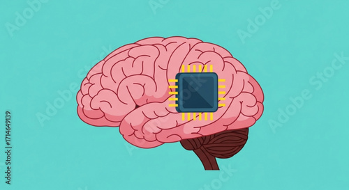 Artificial intelligence brain chip concept for ai neural network and machine learning technology design