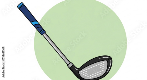 Illustration of golf club driver for golfing sport equipment and recreation activity on the green course