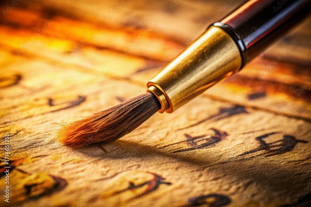 Fototapeta premium Macro Photography: Calligraphy Brushstrokes on Paper – Detailed Ink Texture