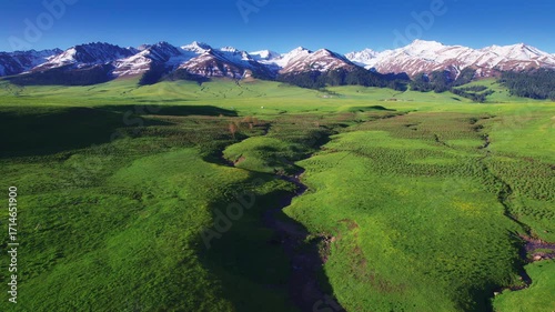 Nalati Grassland Aerial Photography Xinjiang Yili China River Valley Mountain Landscape