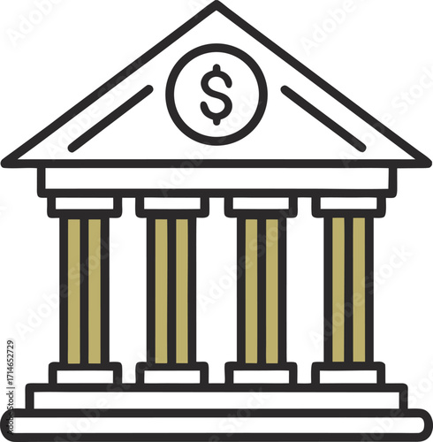 Bank Building Icon, Financial Institution Symbol, Money Bank Illustration, Government Bank Icon