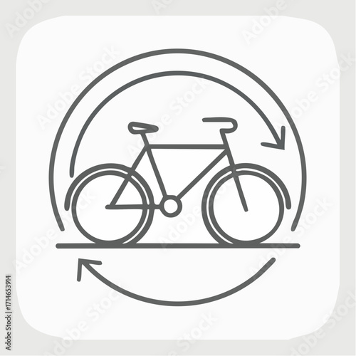 Line-art bicycle icon, thin strokes, monochrome SVG, optimized paths