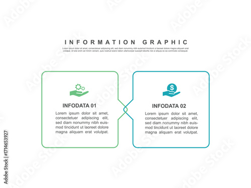 2 step infographic design. schedule concept with paper layout. can be used for workflow illustration