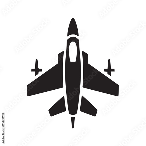 Illustration of a fighter jet the fighter jet is depicted in a minimalist style, with clean lines and a simple color palette, conveying a sense of speed and aerial power