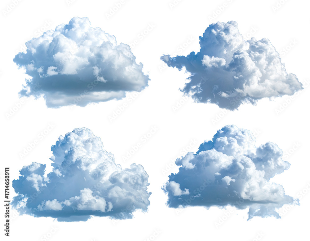 Naklejka premium Four diverse cumulus clouds
