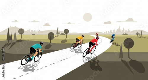 Cycling race competition sport event road bicycle outdoor fitness challenge professional cyclist speed training