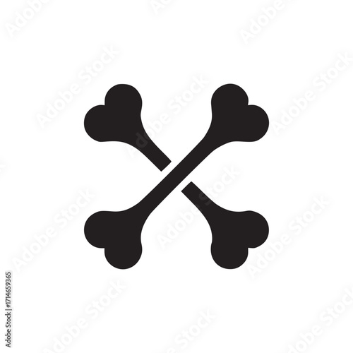 Vector art of a simple black crossed bones icon the bones are depicted in a classic crossed arrangement, creating a minimalist and clean design suitable for various applications