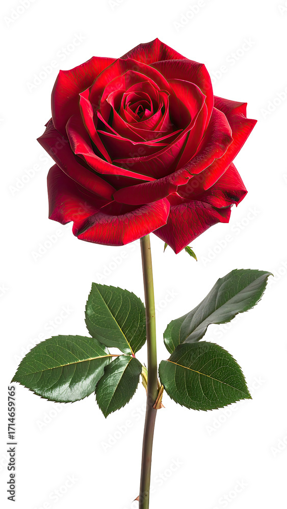 Naklejka premium Single crimson rose on a stem
