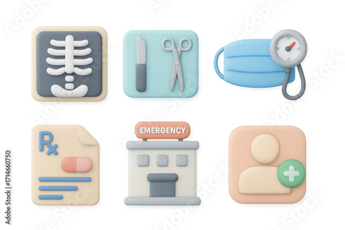 3d icons of healthcare services and tools for modern medical applications