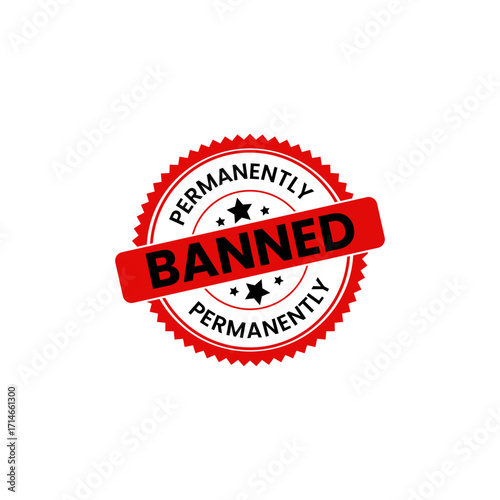 Red stamp with permanently banned text isolated on transparent background