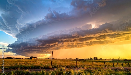 Dramatic Sunset Over a Prairie Storm.