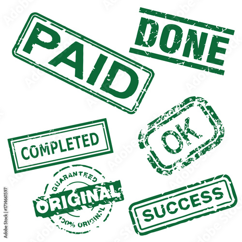 Paid Approved Completed Stamps – Office Business Seal Vector Set