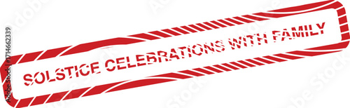 Solstice celebrations with family shown inside stylized red candy striped frame with transparency