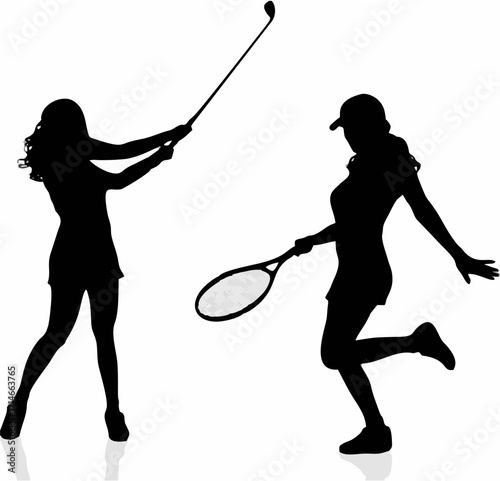 Vector silhouettes of women.8...