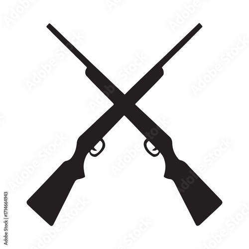 Vector art of silhouette of crossed rifles, a symbol of weaponry