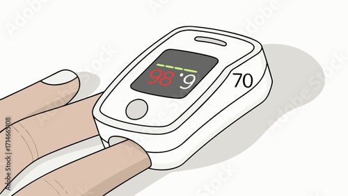 Fingertip pulse oximeter measuring blood oxygen and pulse rate