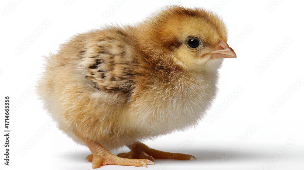 Obraz premium A cute small chicken on a white background, isolated 